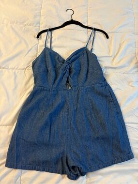 Old Navy Blue Smocked Denim Romper